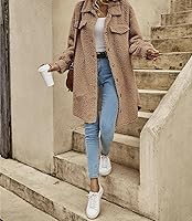 Vista 4 de ONDIAN Jackets for Women Long Sleeve Lapel Button Down Coat Warm Winter Outwear Cardigan Open Front Jacket Oversized Overcoat
