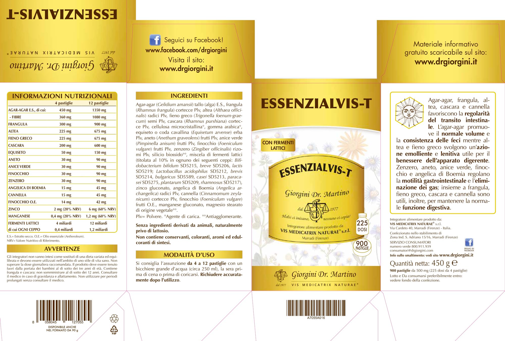 Dr Giorgini Integratore Alimentare, Essenzialvis Pastiglie - 450 g