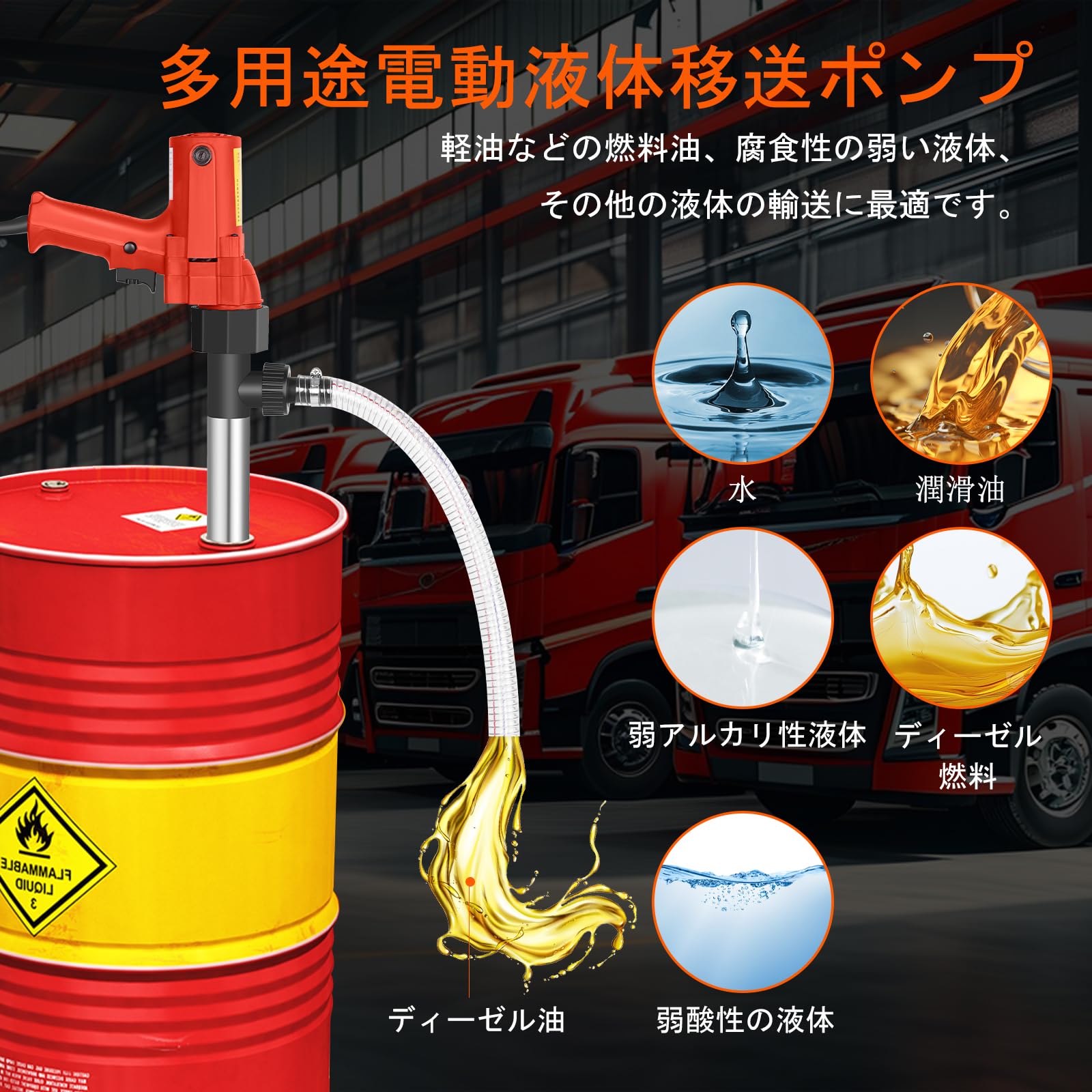 Amazon.co.jp: 110V電動燃料移送ポンプ 2480W 高出力 多機能液体移送