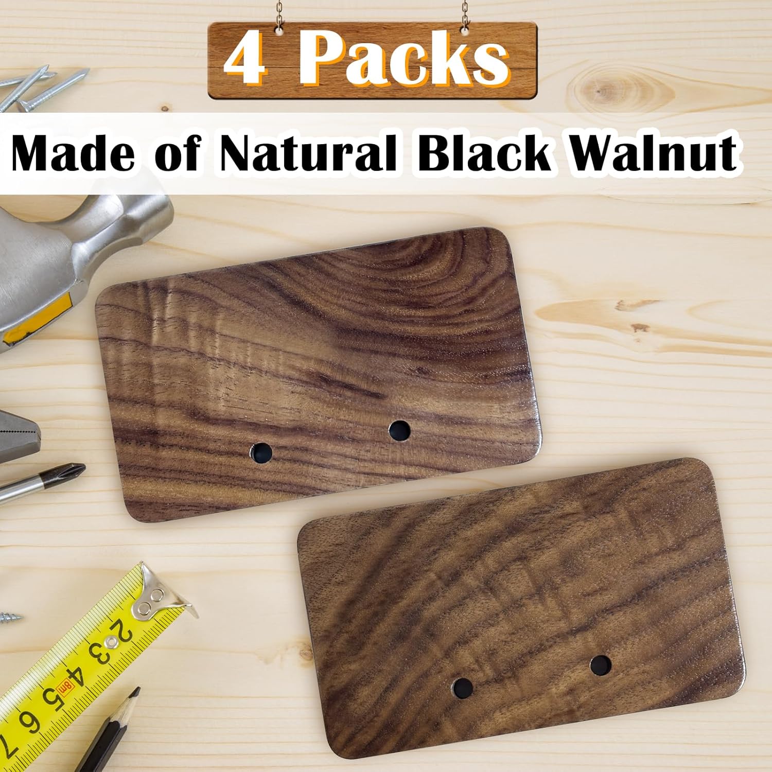 Basketball Holder Wall Mount 4 Pack, Black Walnut Ball Storage Wall Decorations for Basketball, Football, Soccer, Volleyball Collection, Stylish Basketball Rack Display for Home Decor