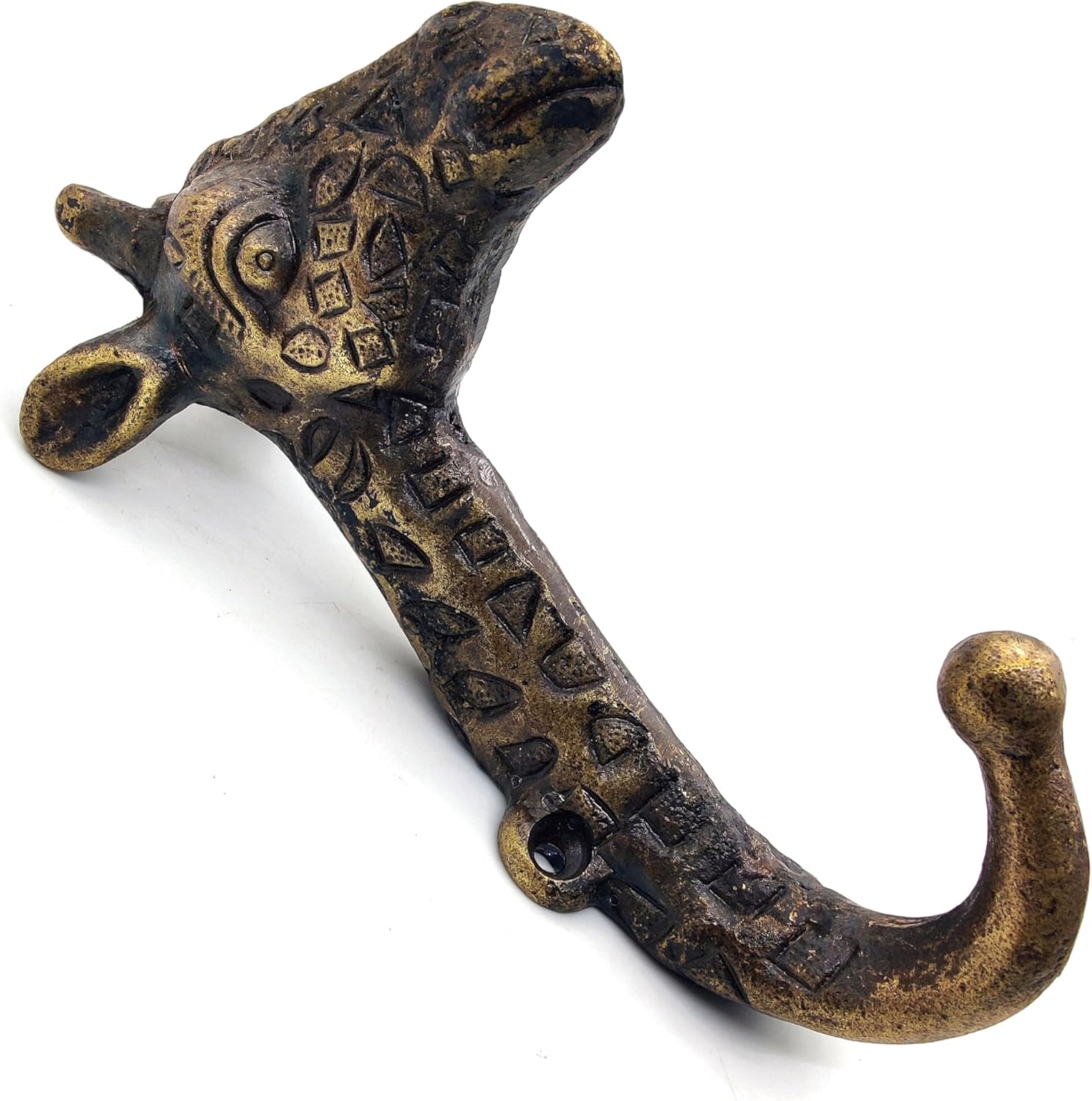 5MOONSUN5 Decorative Wall Mounted Giraffe Door Hanger, J Hook, Giraffe Head Single Wall Hook/Hanger Animal Shaped Coat Hat Hook Heavy Duty, Rustic Decorative Gift Antique Finish