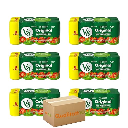 V8 Original 48 Pack 100% Jugo Vegetal Caja de latas de 5.5 onzas líquidas QUALITATT 10