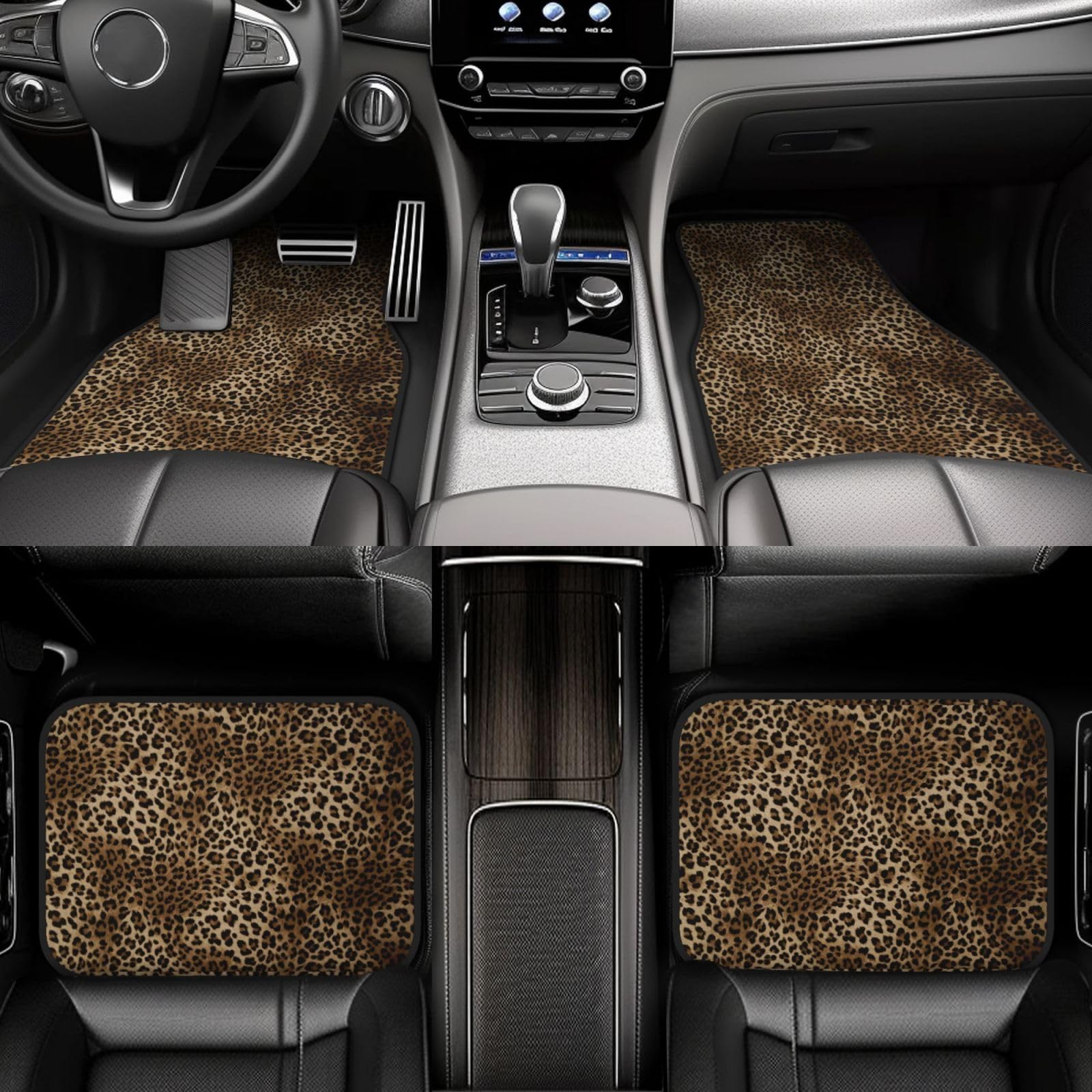 Klassischer Leopardenprint, 4er-Set Auto-Fußmatten, Neopren-Fußmatten für Fahrzeuge, rutschfeste Auto-Fußmatten, Autozubehör