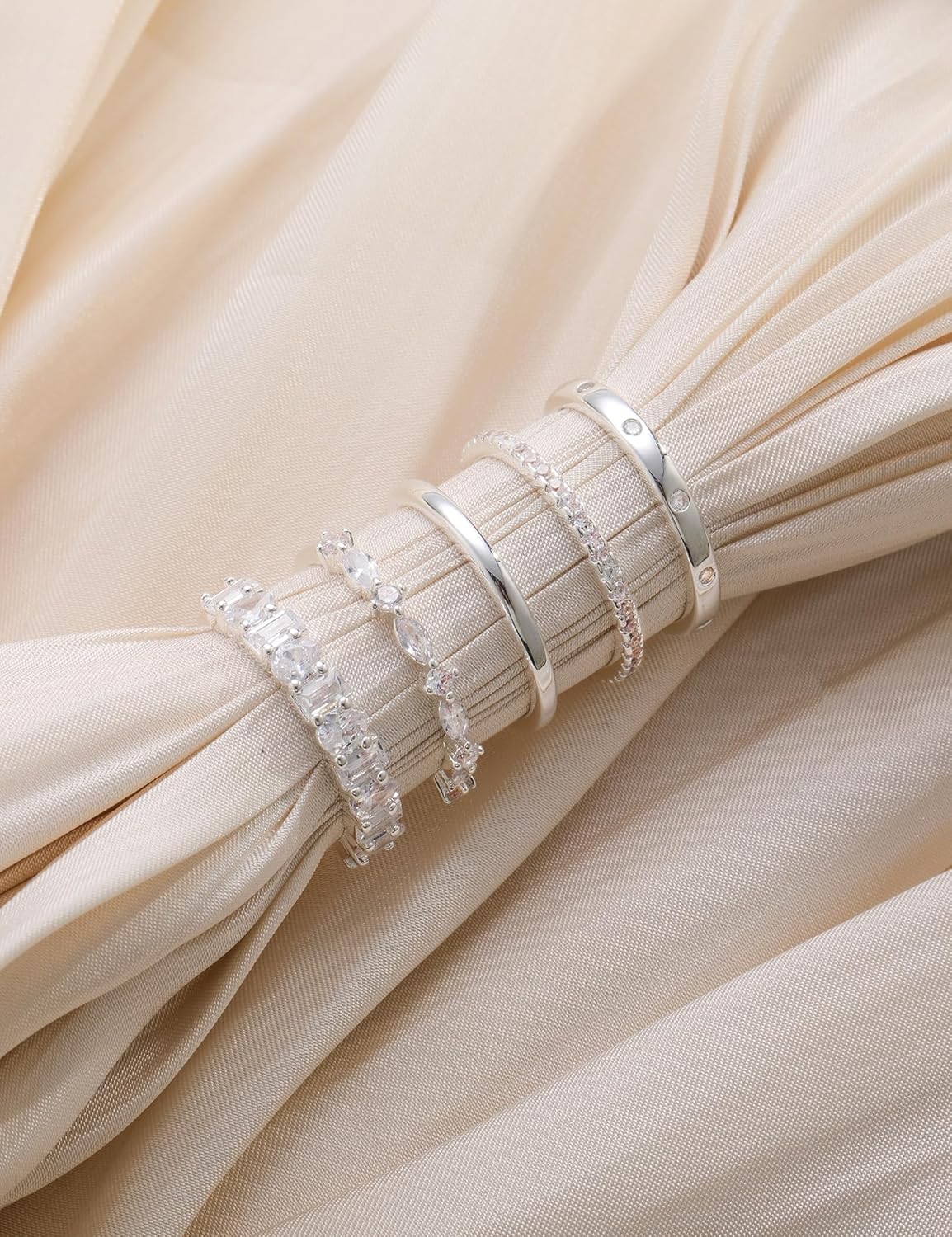 RLMOON Stackable Gold Rings for Women Non Tarnish Dainty 14K Gold/Silver Plated Stacking Thumb Rings Cubic Zirconia Eternity Wedding Band Rings Gold Jewelry Size 6-10 - Image 6