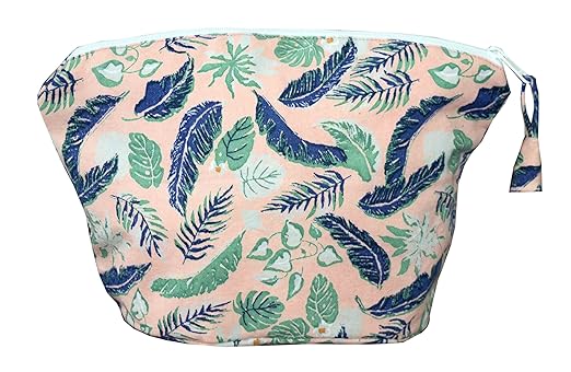 HVE Printed Flowery Makeup Pouch for Womens | Stylish Pouches for Makeup Accessories & Travel Organiser, Cosmetic Pouch, Toiletry Make up Bag for Girls|Off-White