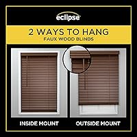 Vista 6 de Eclipse Persianas de madera falsa de 2 pulgadas, 29 x 72 pulgadas en roble oscuro - Persianas sin cordón, certificadas como seguras para niños