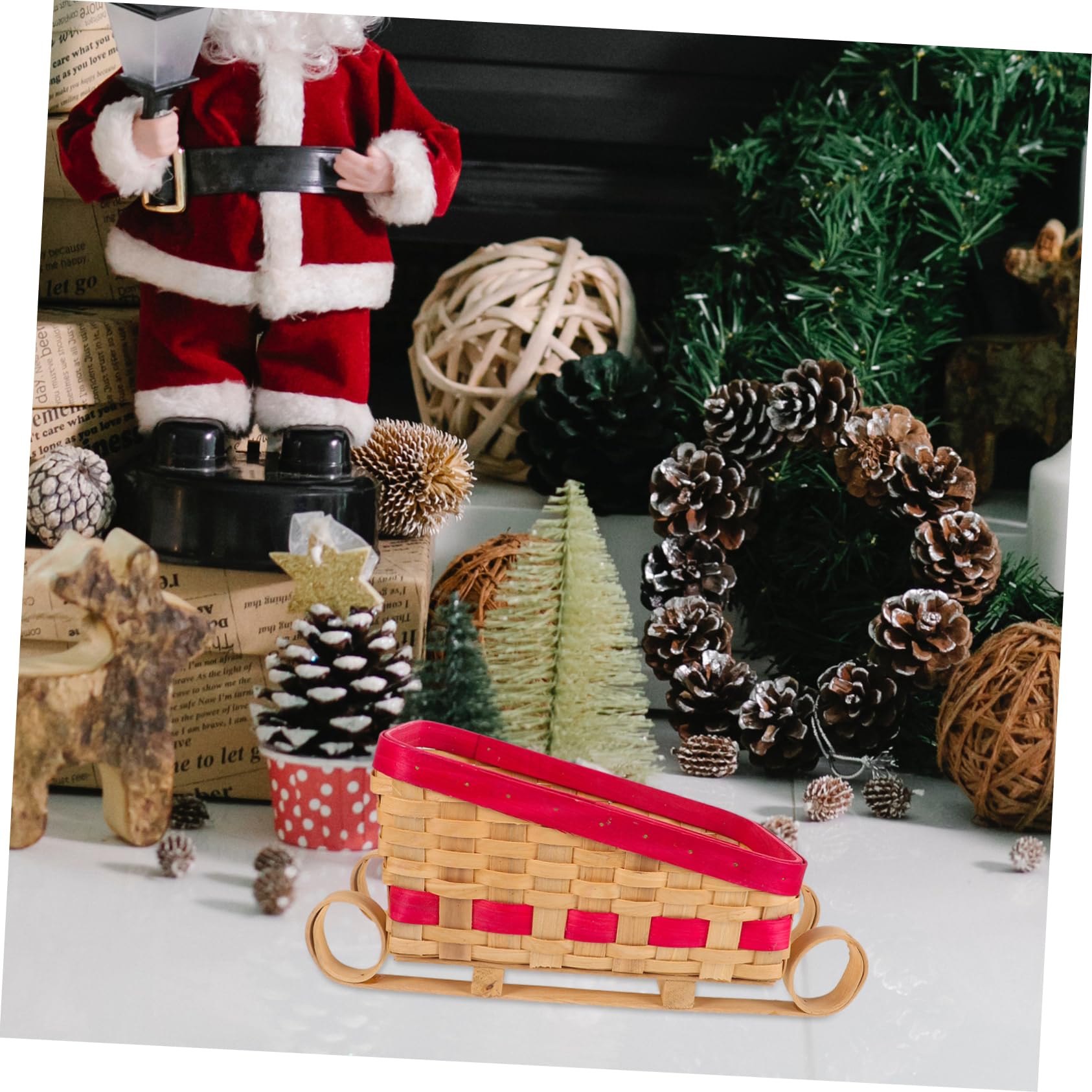 Amosfun 2St exquisiter Schlittenschmuck weihnachtlicher aufblasbarer schneemann Schlittenverzierung weihnachtsbasteln weihnachts basteln Weihnachtsschlittendekoration rot