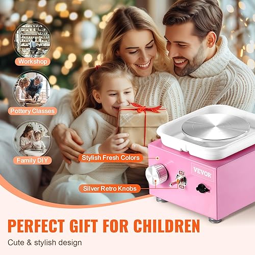 Miniatura 4 de VEVOR Mini rueda de cerámica para niños y adultos principiantes, 2 tocadiscos de 2.6 pulgadas3.9 pulgadas y rotación bidireccional, velocidad