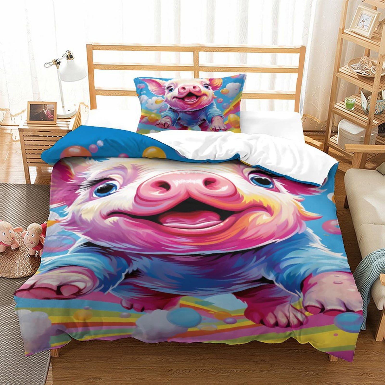 Housse de couette porc 3D 135x200 : le cadeau d'anniversaire original pour enfants et ados