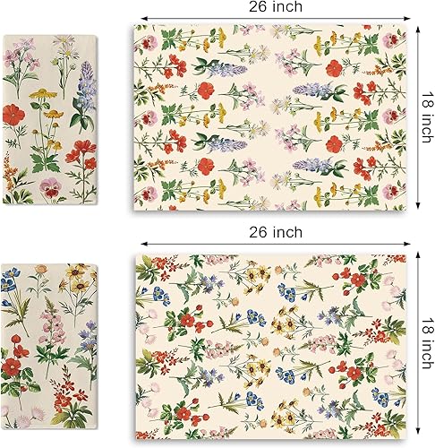 Miniatura 3 de Wildflower - Juego de 2 paños de cocina con diseño floral vintage, plantas botánicas, secado de manos, paño de cocina para hornear, retro, primavera