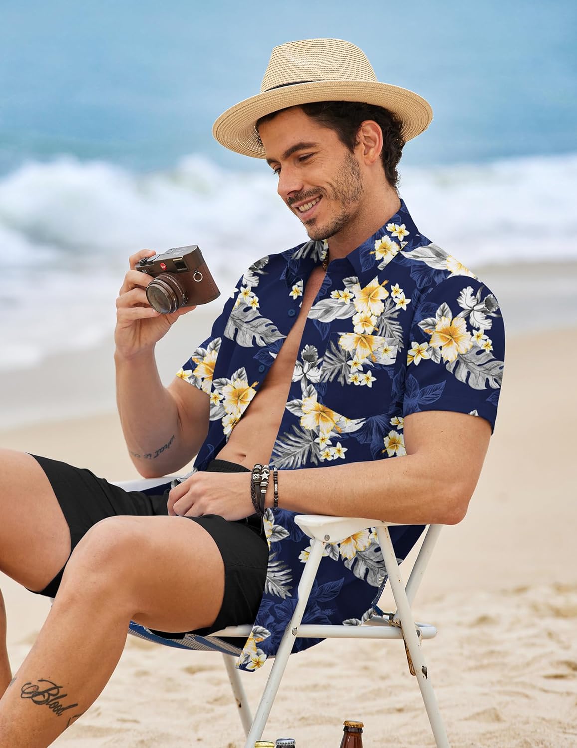 COOFANDY 2 Piece Set for Men Cruise Outfits Set Mens Summer Vacation Outfit Short Sleeve Button Down Shirts - Image 4