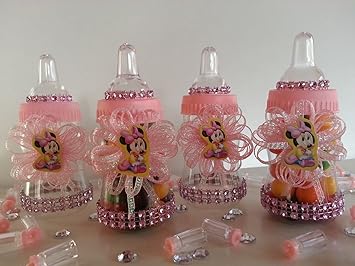 Amazon Com 012 Minnie Mouse Botellas Rellenables Favors Premios Juegos Bebe Ducha Chica Decoracion Bebes