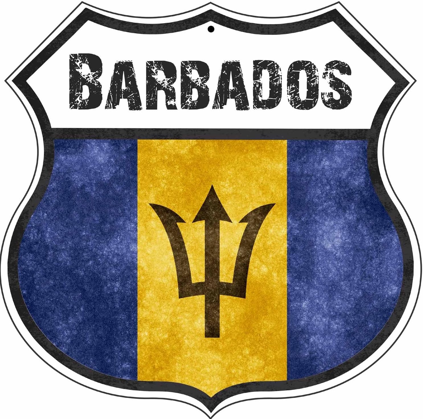 Barbados Country Flag Novelty Highway Shield Metal Sign