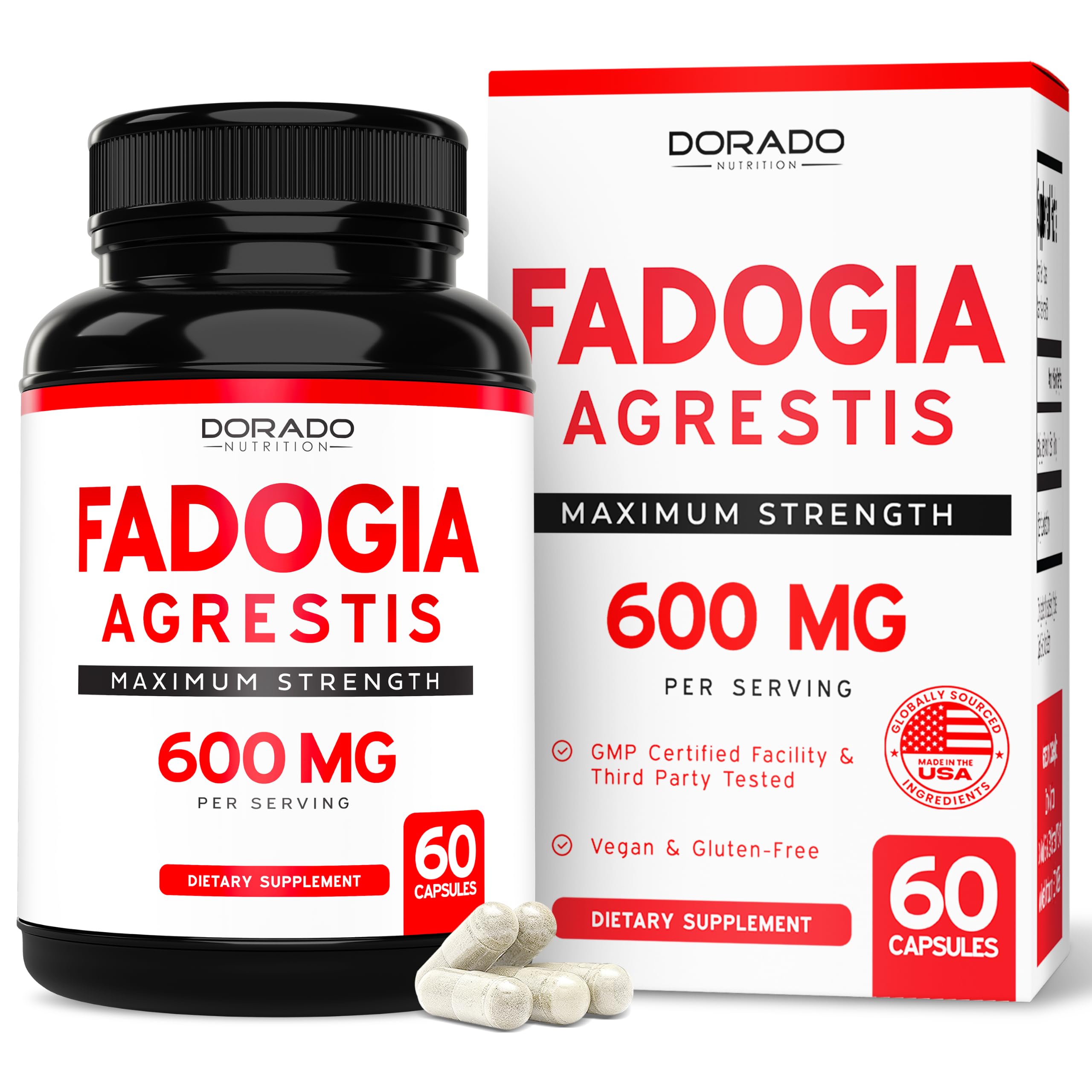 Fadogia Agrestis Extract 600mg per Serving - [Maximum Strength] - Strength, Drive, Athletic Performance, Muscle Mass - Third Party Tested - Zero Fillers - Gluten Free, Non-GMO, Vegan Capsules 60 Count (Pack of 1)