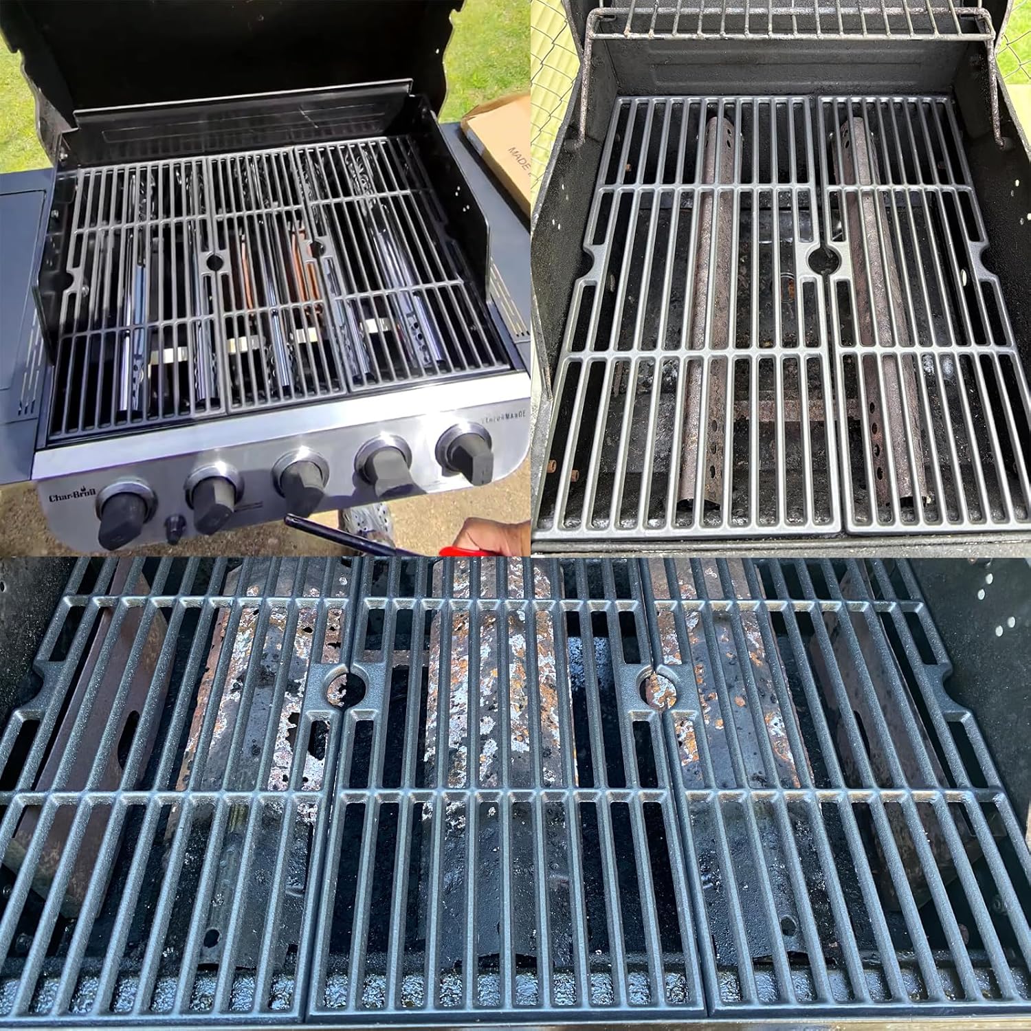 Cast Iron Grill Grates for Charbroil Advantage 4 Burner 463344116 463370719 463343015, 16 15/16" Cooking Grids Grill Grates Replacement for Advantage 2 Coal Parts 463340516 Gas Grill