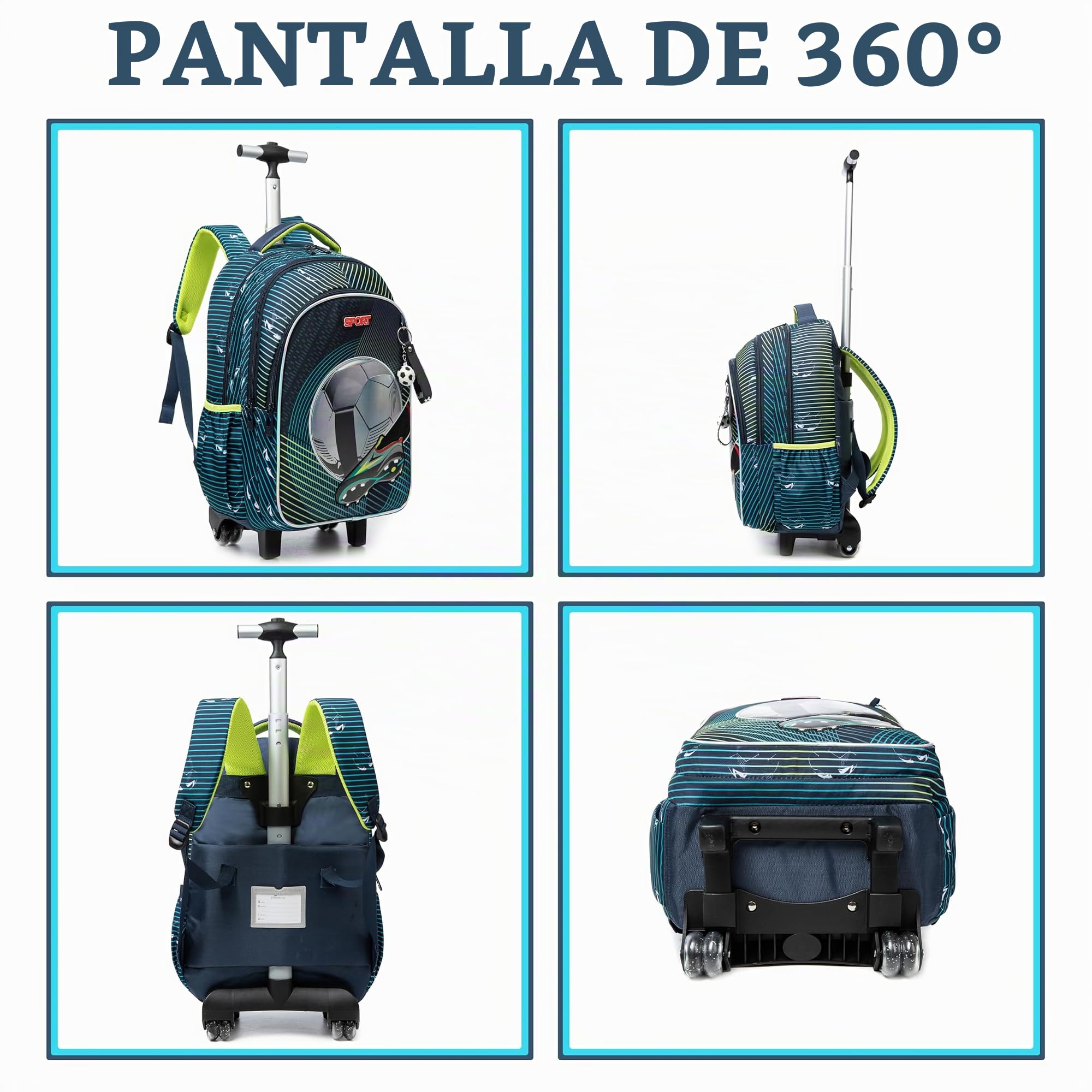 HTgroce Mochila Escolar Niños Con Ruedas Mochila Escolar con Ruedas, Niños Trolley Escolar Estudiantes de Primaria Carros para Mochilas Bolsa de Almuerzo Estuche Escolares Equipaje de Viaje