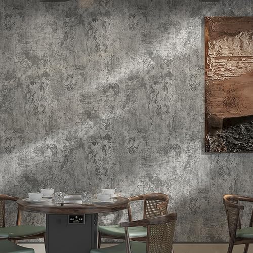 Miniatura 6 de Papel tapiz de hormigón extra ancho de 30.3 x 197 pulgadas, película autoadhesiva decorativa gris para superficies, fácil de limpiar, estilo