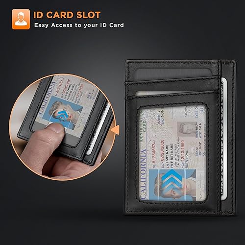Miniatura 6 de SERMAN BRANDS RFID Blocking Slim Minimalist Mens Front Pocket Wallet. Thin Card Holder. Full Grain Leather Wallets for Men
