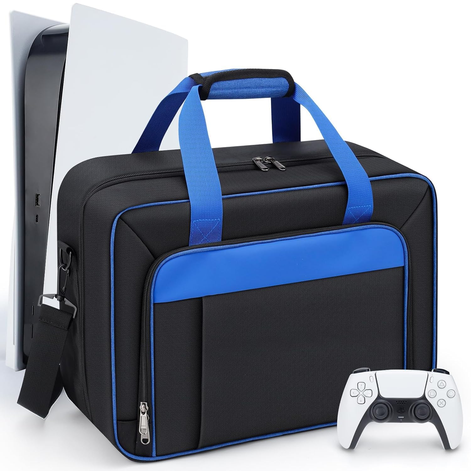 Carrying Case for PS5, Travel Thickened Protective Bag Compatible with Playstation 5 Console, Headset, PS5 Controller, Game Discs, and Gaming Accessories