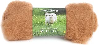 Maori Wool - A Special Blend of New Zealand Wools by DHG for Needle Felting and Wet Felting, 1 OZ Carded Wool Batt, 100% Pure Wool, Color Cinnamon - coolthings.us