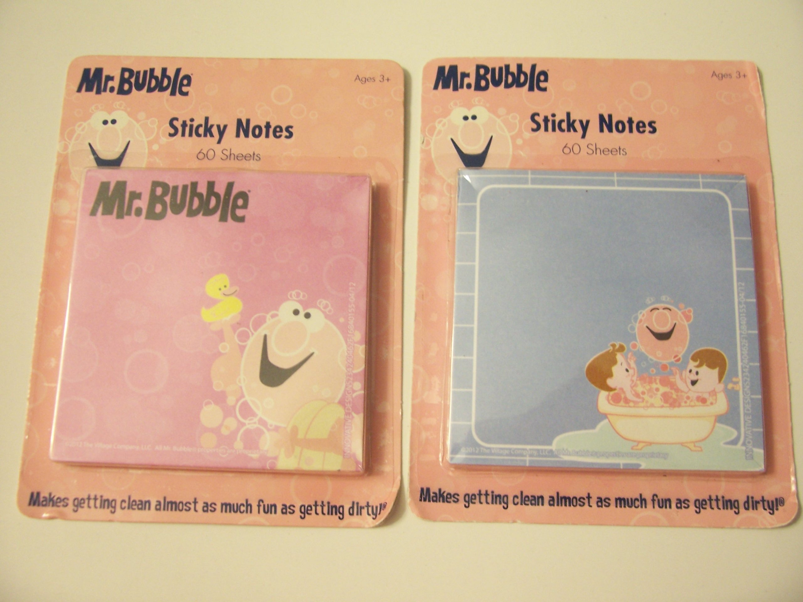 Mr. Bubble Set of 2 Sticky Note Pads ~ Rubber Ducky & Bath Fun (120 Sheets Total)
