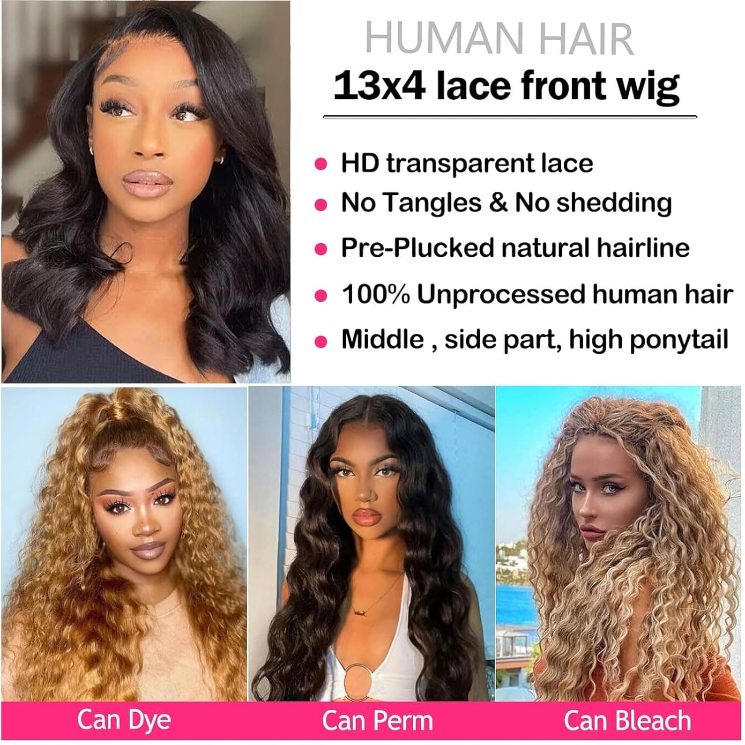 18 Inch Ombre Body Wave Lace Front Wig Human Hair, 13x4 HD Transparent 360°Full Lace, Glueless Wig with Pre Plucked Hair, Burgundy Balayage on Black (TT1B/BUG), Daily Use for Women