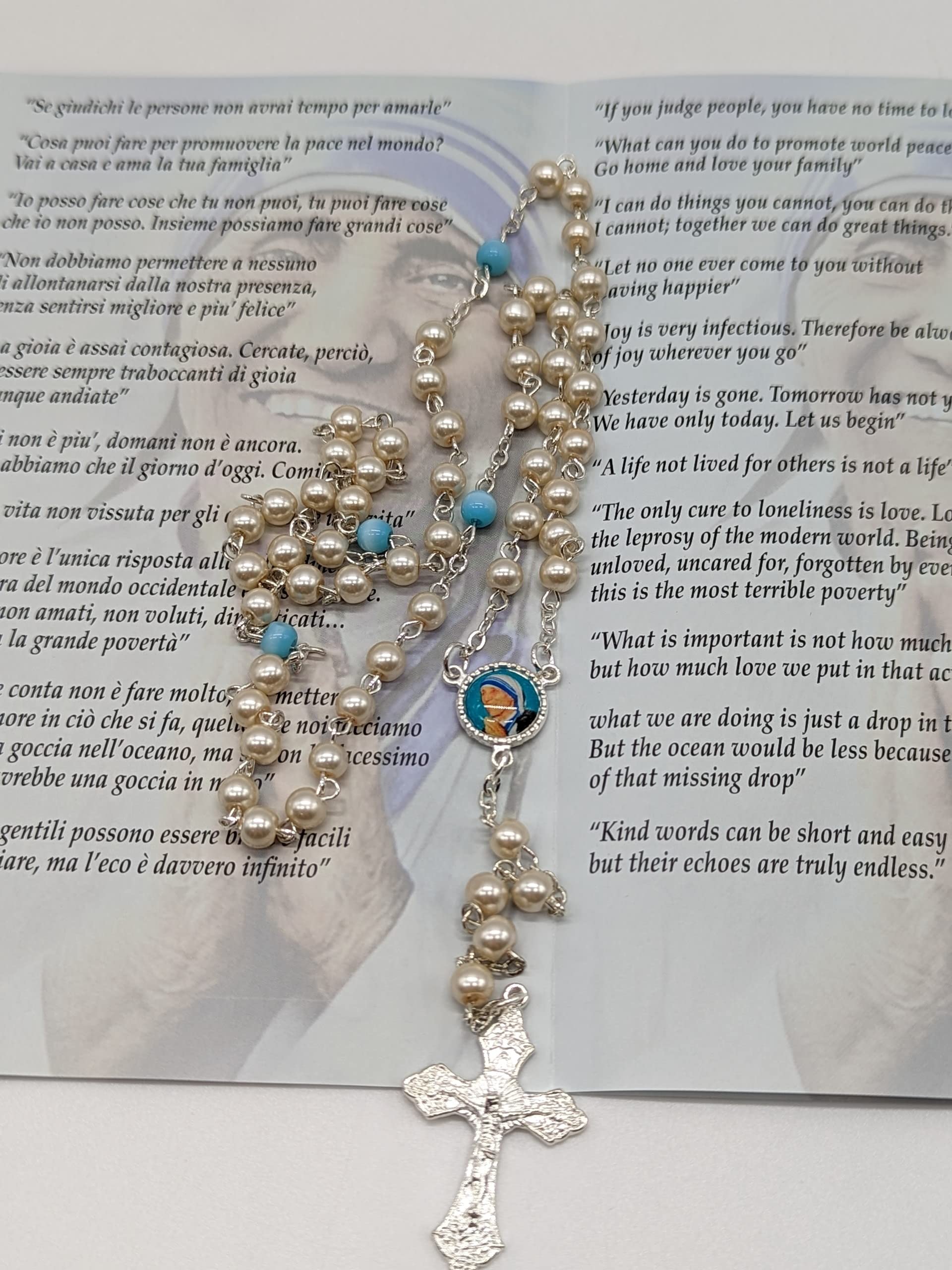 OVUNQUE PROTEGGIMI Rosario devozionale di Madre Teresa di Calcutta con Libretto multilingua.