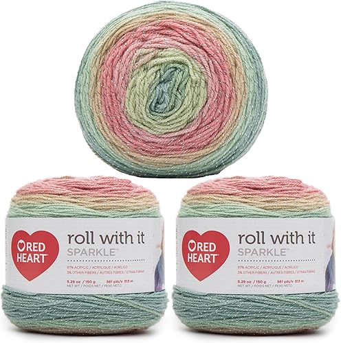 Miniatura 42 de Red Heart Roll with It Melange - Hilo para cortina de 5.3 onzas, acrílico, 4 medianos (peinado), 389 yardas, tejido/ganchillo, paquete de 3, pasarela