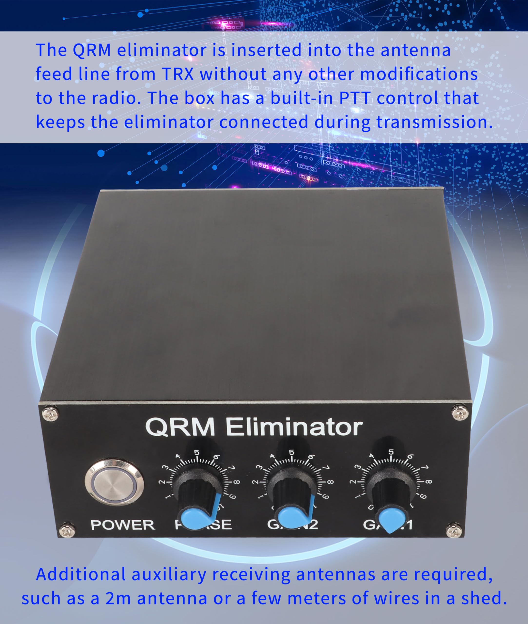 Boîte D'élimination QRM, Annuleur de Signal en Alliage D'aluminium à Contrôle de Phase X Réglable de 1,8 MHz à 30 MHz, DC 13,8 V 150 MA Éliminateur de Signal de Contrôle PTT