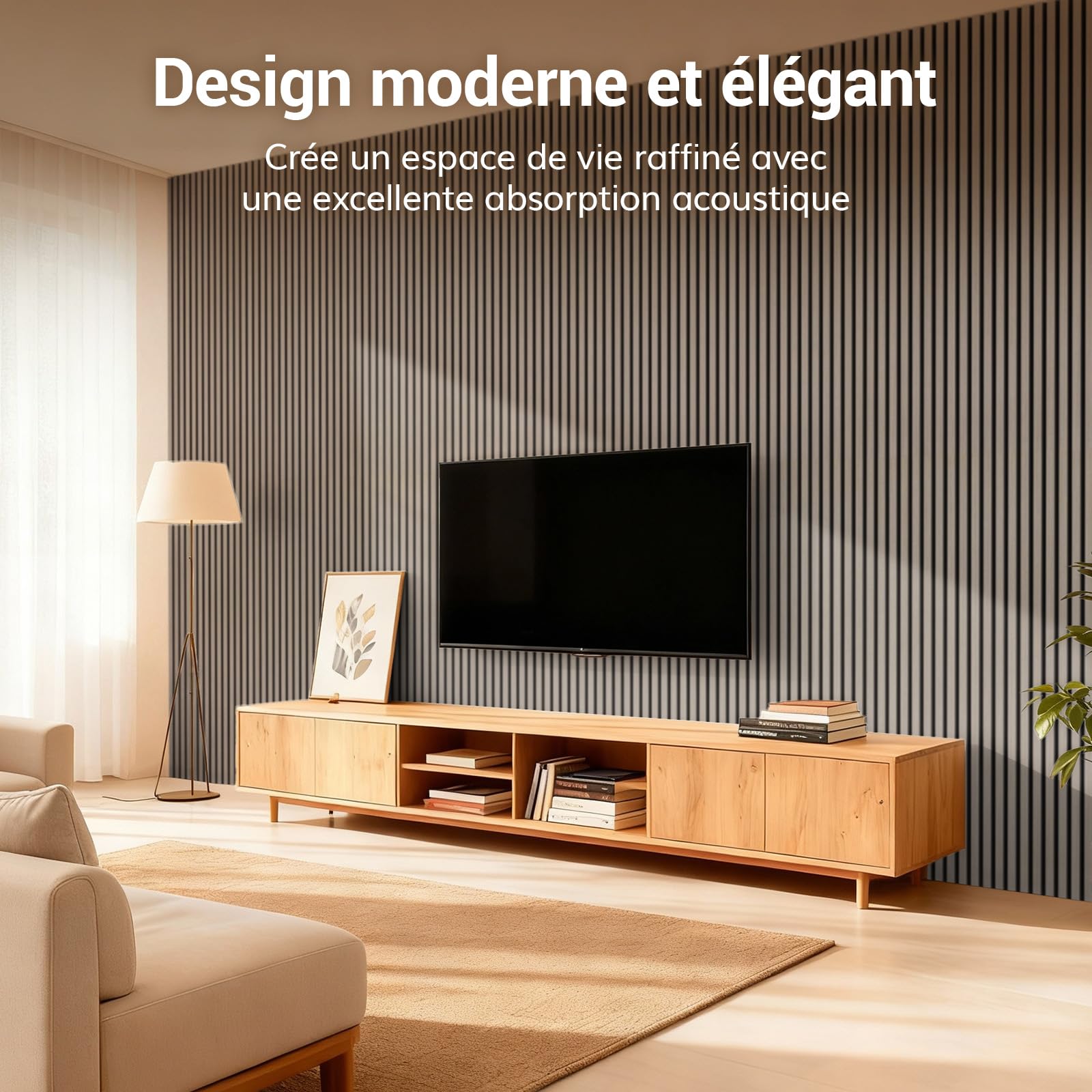 TONOR Panneau Mural Decoratif de Bois,120x60-2.88㎡, 4 Pièces, Gris
