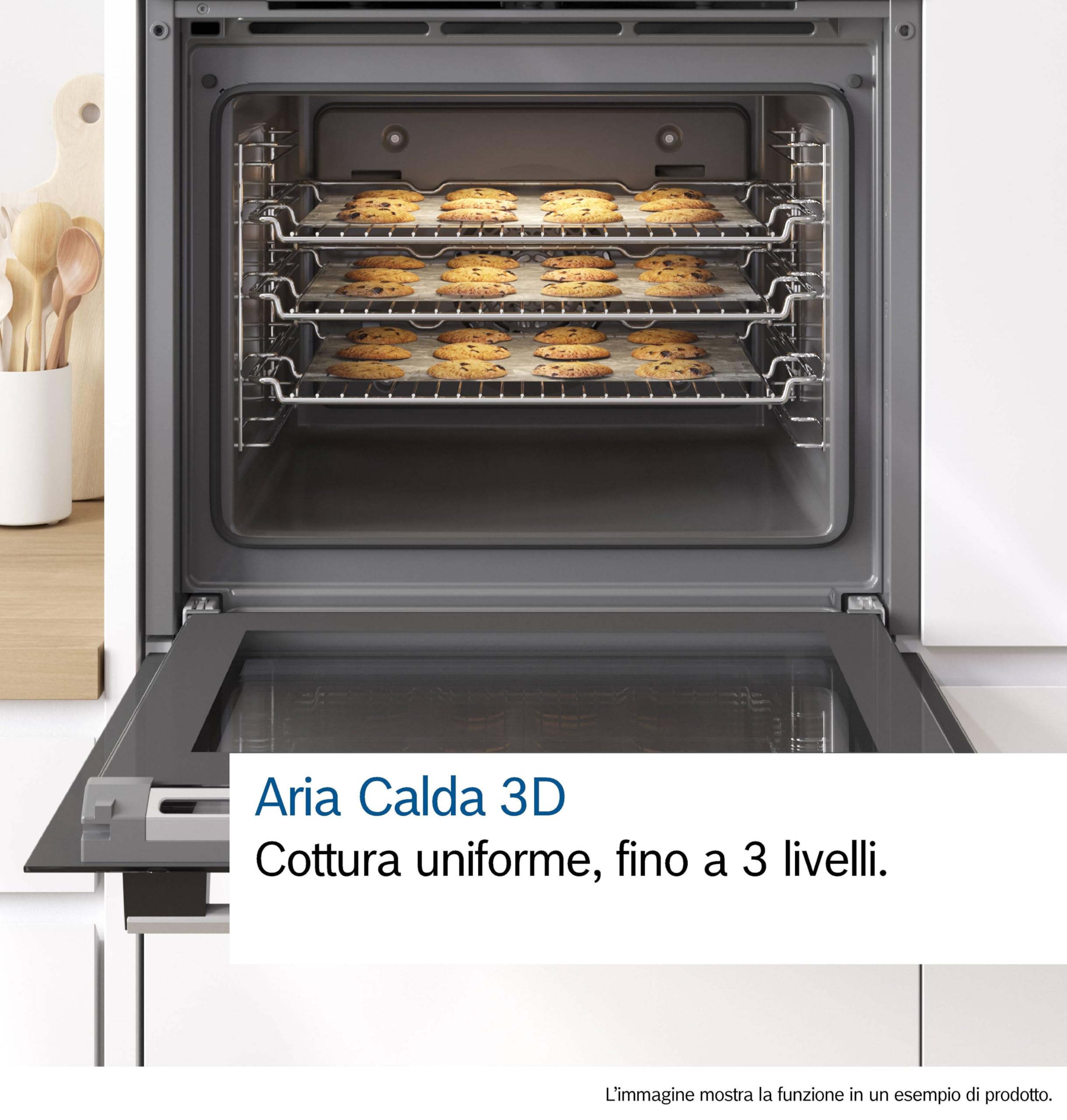 Bosch HQA534BB3 Serie 4, Forno con vapore da incasso, Display digitale LED, Manopole a scomparse, Pulizia assistita, Nero, 60 cm.