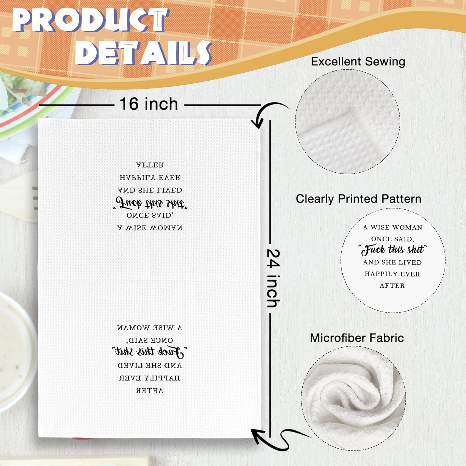 Funny Humorous Kitchen Towels Decor - Sarcastic Funny Dish Towel with Saying Hand Tea Towels, Hostess Housewarming Gifts for Christmas Dish Towel Dishcloths Decorations for Kitchen, 16"x24" - Image 6