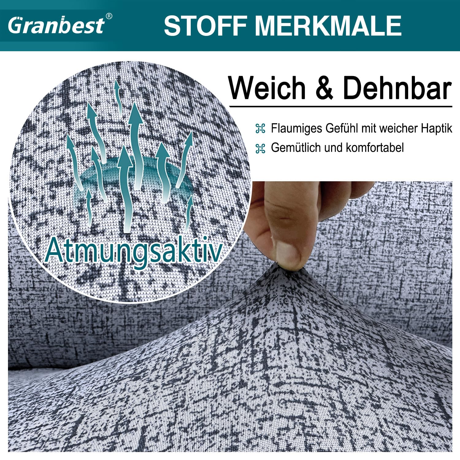 Granbest Copridivano elasticizzato in microfibra super morbida, rivestimento per poltrona per divano, in elastan, protezione per mobili (1 posto, motivo texture)