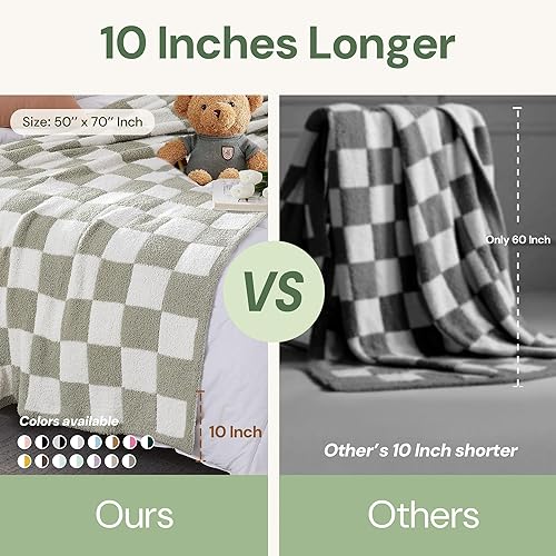 Miniatura 2 de WRENSONGE Manta a cuadros, de microfibra color gris pardo, suave, acogedora, esponjosa, cálida, hecha a mano, para sofá, silla, cama, campamento,