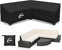Vista 21 de Kipiea Funda para sofá modular en forma de V para patio, tela Oxford resistente 420D, funda modular para exteriores con 6 hebillas a prueba