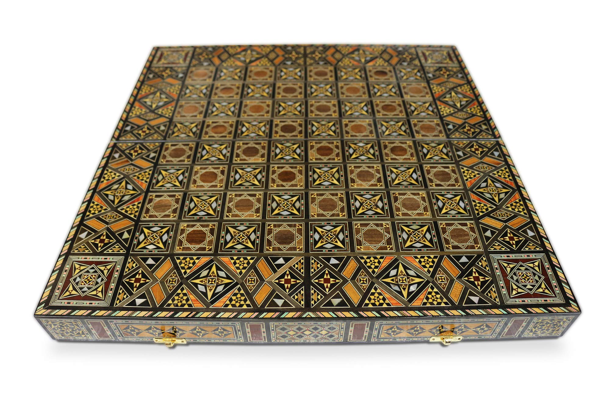 Elessar 50 x 50 cm Backgammon in Legno Tavla / Gioco di scacchi/DAMA, Tavla, Artigianato Originale intarsiato a mano, Tavola BK 50 con 30 pietre di Backgammon in legno