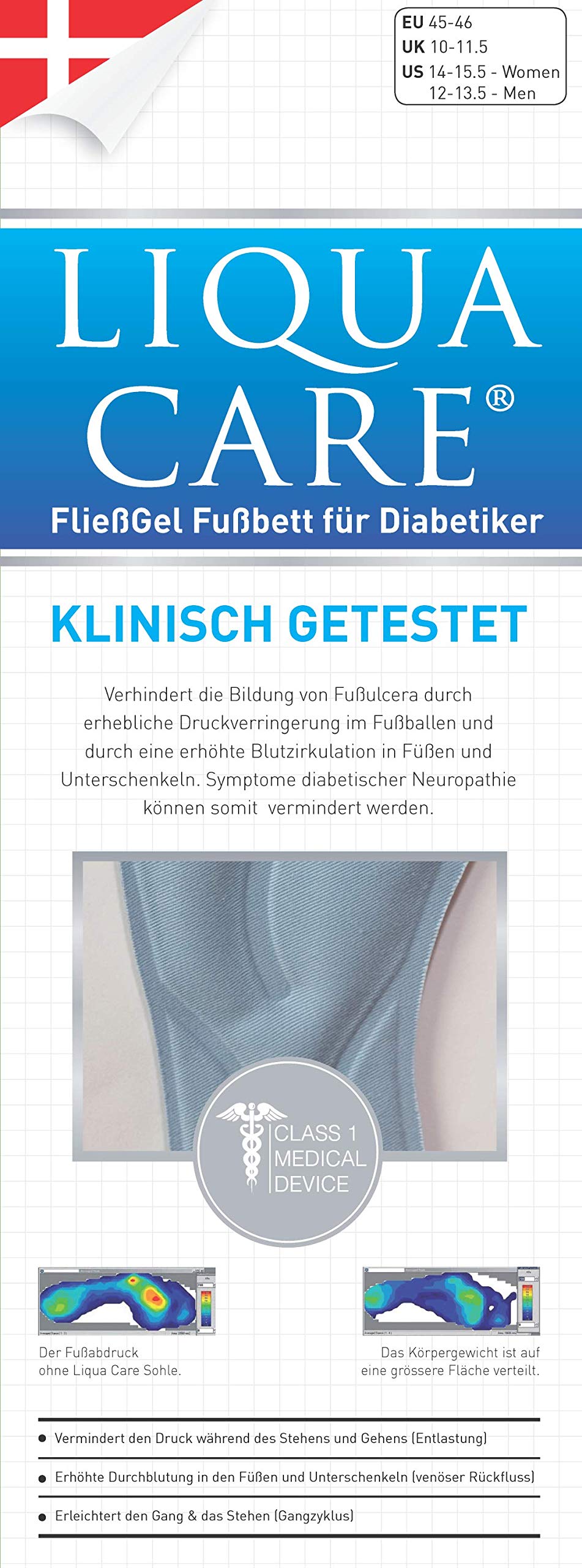 Plantilla de gel para diabéticos, gris, 45-46