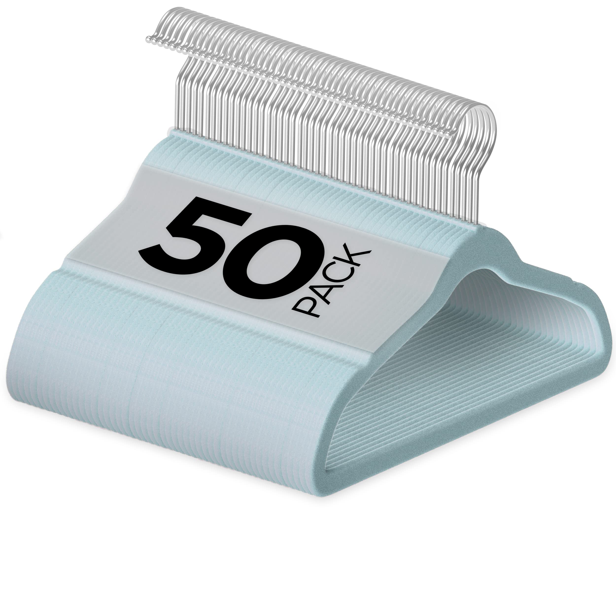 TechZoo50 Premium Kids Velvet Hangers - 14" Inch Non-Slip Kids Hangers - Ultra Slim Space Saving Children Hangers - 360°Swivel Hook, Strong & Durable Kids & Preteen Hangers - Blue