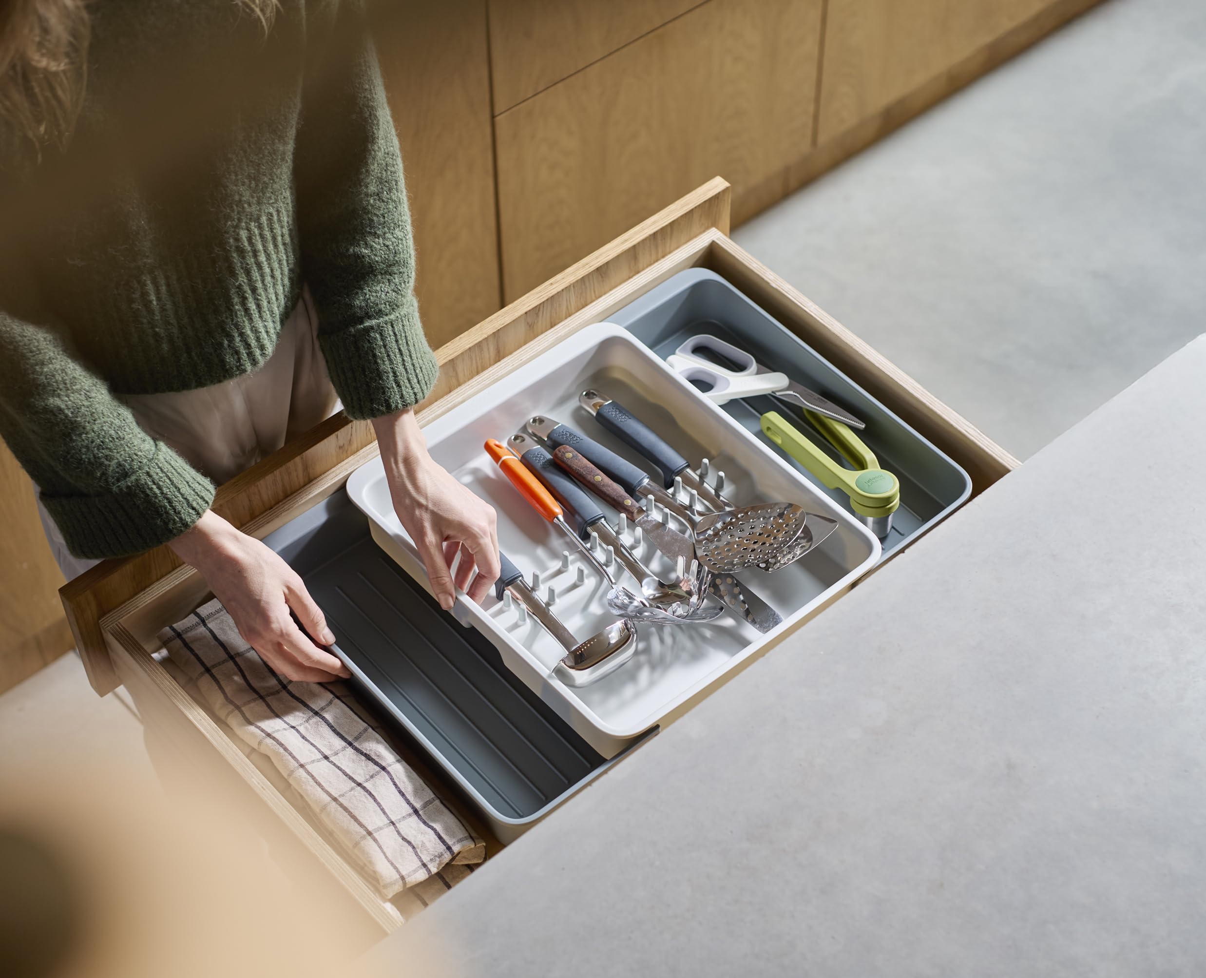 Joseph Joseph DrawerStore Vassoio Espandibile Porta Utensili e Accessori da Cucina, Plastica Riciclata