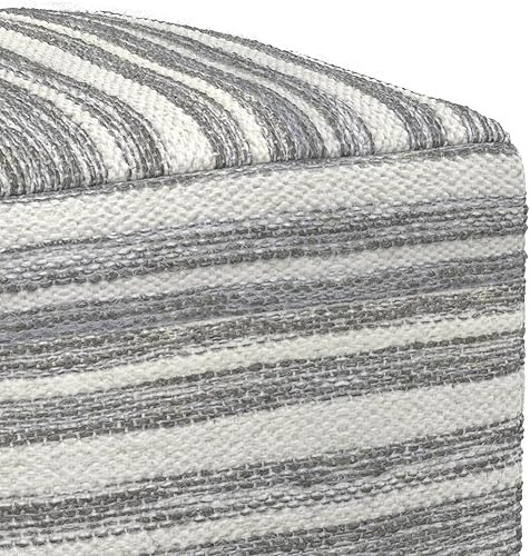 Miniatura 6 de SIMPLIHOME Carina Puf cuadrado contemporáneo tejido en mezcla negra, blanco para la sala de estar, dormitorio y habitación de los niños