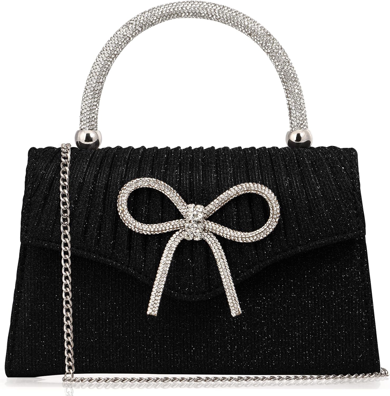 Sparkling Evening Clutch Purse for Women,Rhinestone Bow Top Handle Party Handbag,Wedding Prom Formal bag