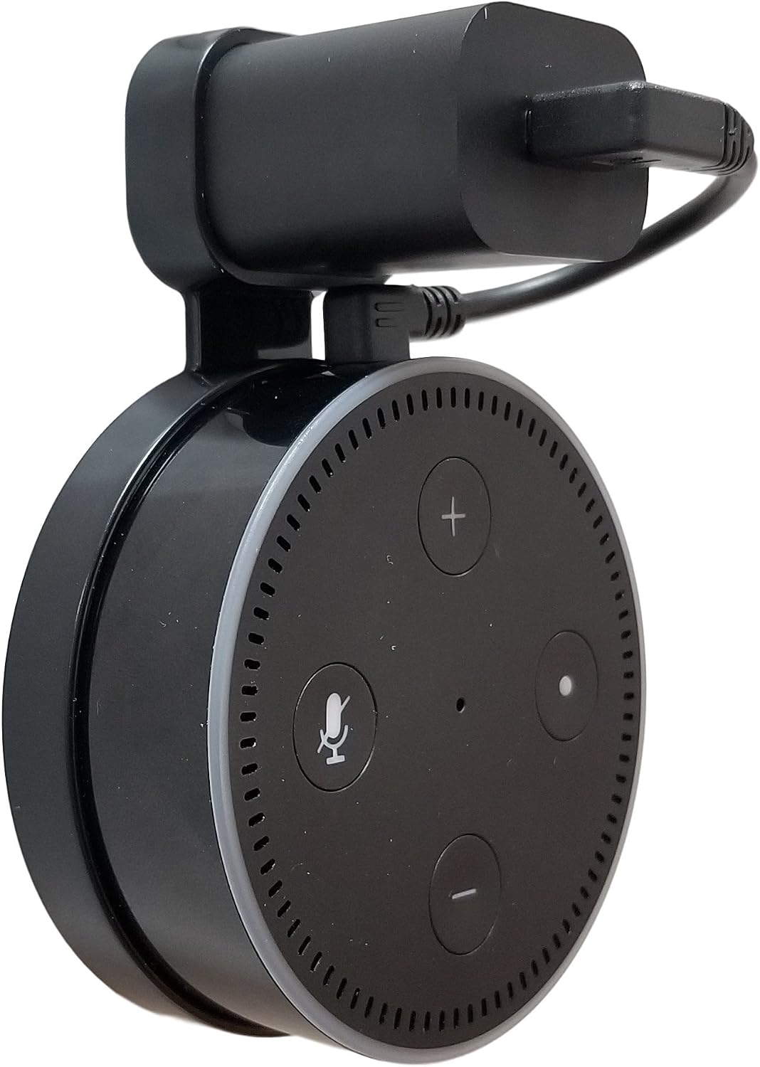 Dot Genie Affordable Essentials Outlet Wall Mount Hanger Stand for Amazon Echo Dot 2nd Generation, The Slimmest Low-Profile Mount Available (Black, 1-Pack)