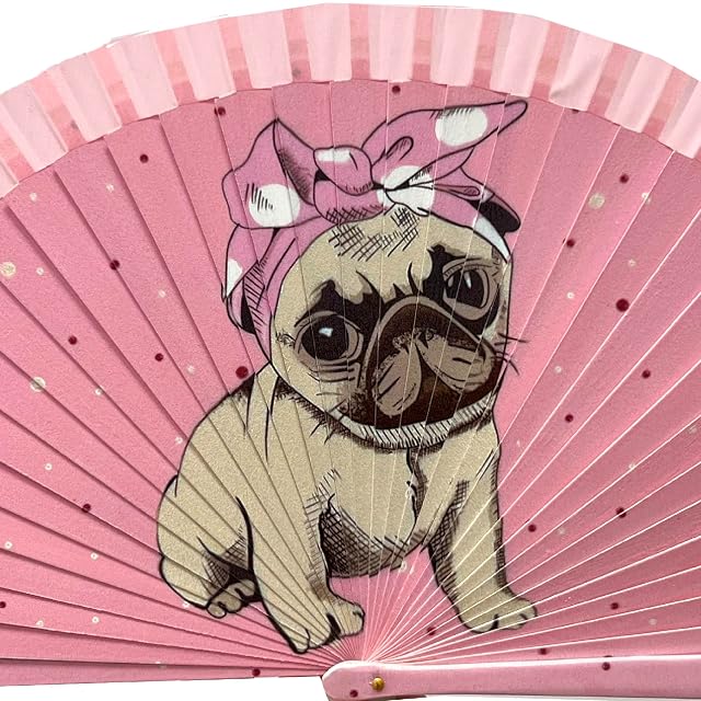 Foto 3 de 8 de Abanicos originales de estampado con diseños de perros. Abanicos de perritos de madera y tela decorada.…