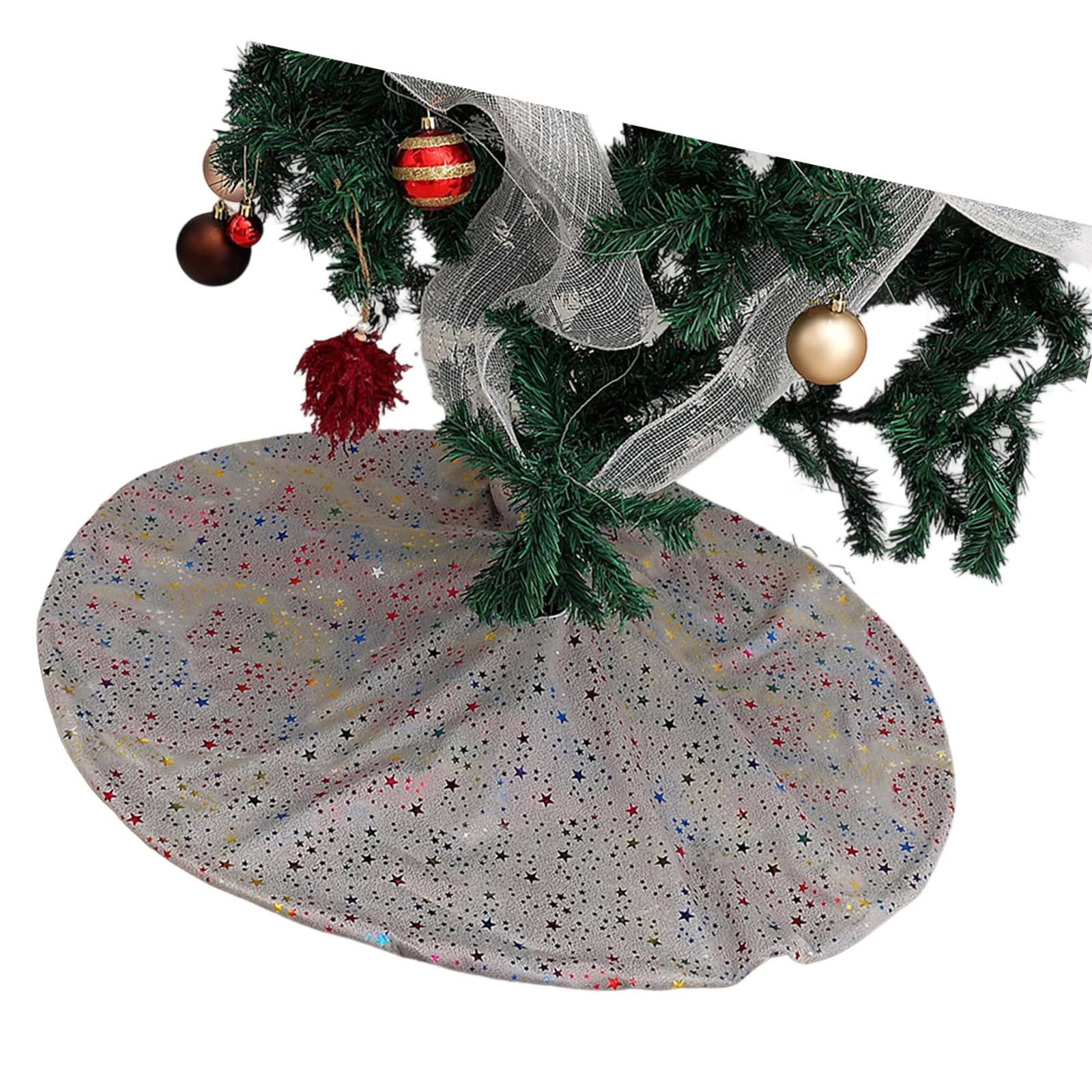 KAQNTUD Shimmering Sequin Skirt for Christmas Tree, Elegant Holiday Accessories, Festival Decoration for Party Party, Sequins, Christmas Skirt