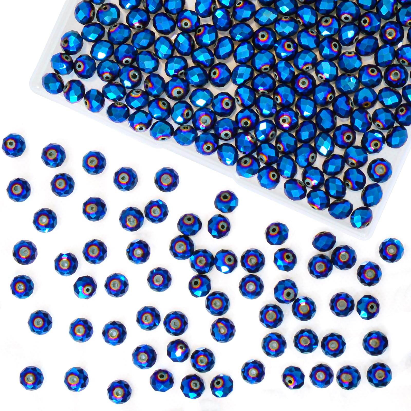 220Pcs 10mm Crystal Glass Beads for Jewelry Making Beads for Bracelets Necklace Pendants Making Supplies(Peacock Blue)