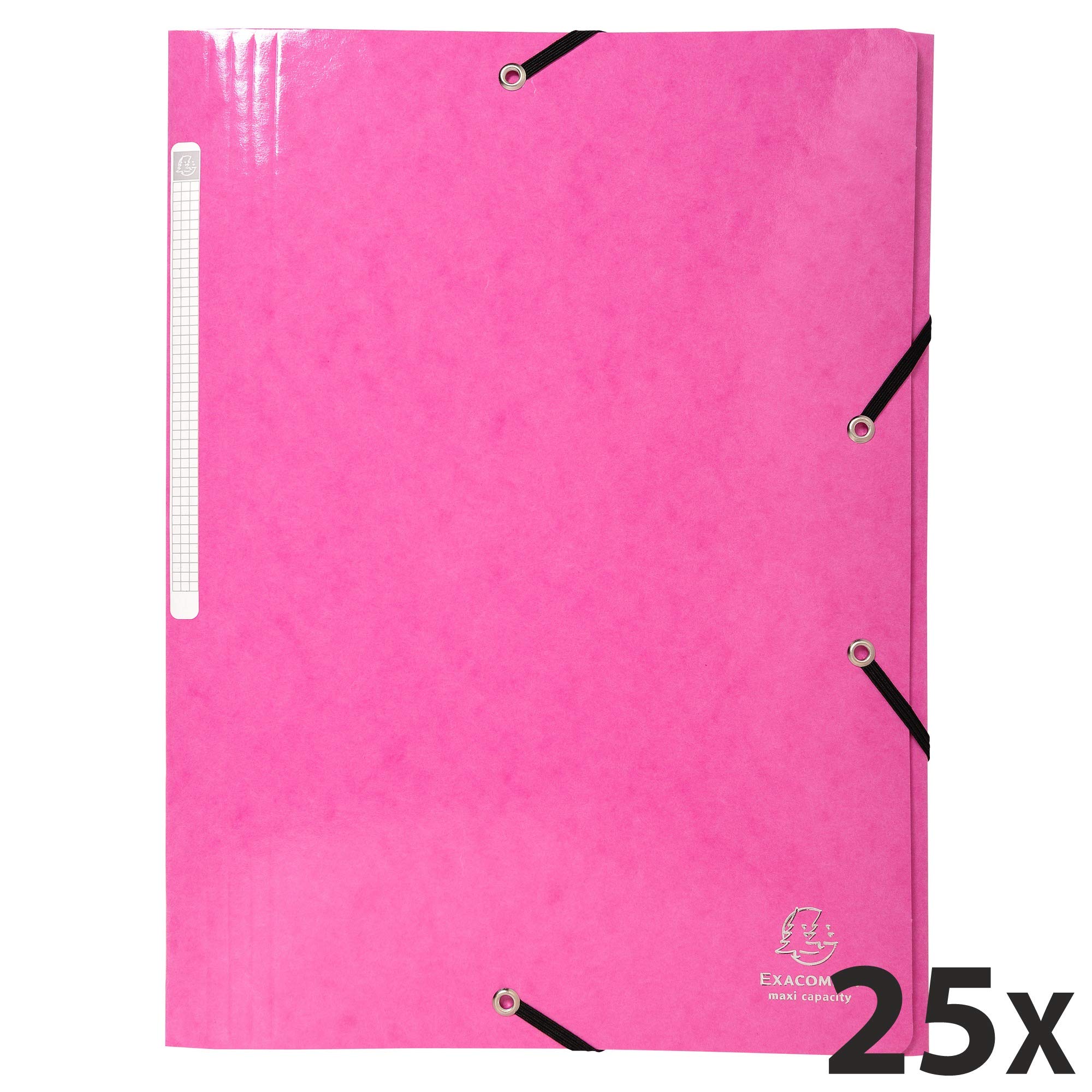 Exacompta Iderama Collection 55824E - Cartellina elastica a 3 alette, adatta per documenti A4, 425 g/m², con rivestimento lucido, certificazione FSC, confezione da 25, colore: Rosa