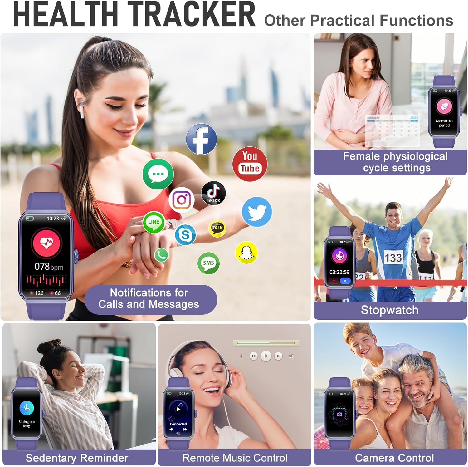 Fitness Tracker with 24/7 Heart Rate, Blood Oxygen, Sleep Tracker, Waterproof Fitness Watch, Activity Tracker with Step Tracker for Women Men