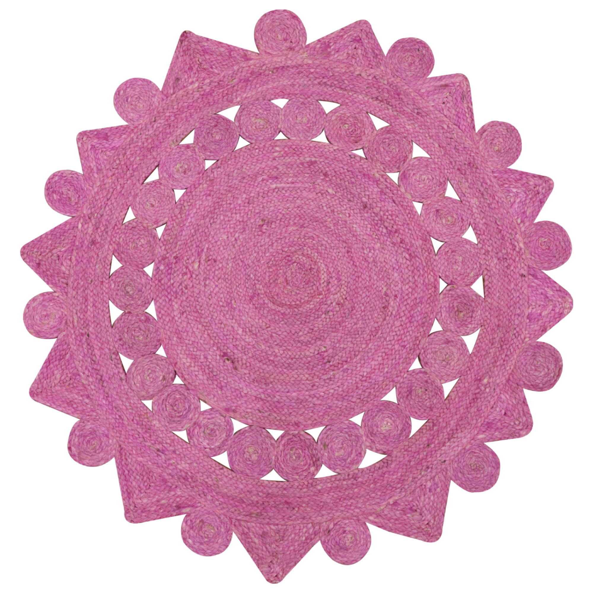 Tapis rond jute rose 2m40 pour sublimer votre salle à manger et entrée