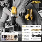 Hi-Spec Ensemble de bit de forage multi-matériaux pour brique de bois métallique et béton 63 pc inclus, 6 à 8 portée mm, démarrage du trou propre, sélection de la taille, polyvalence du matériau, préparation au bit de secours, stockage facile