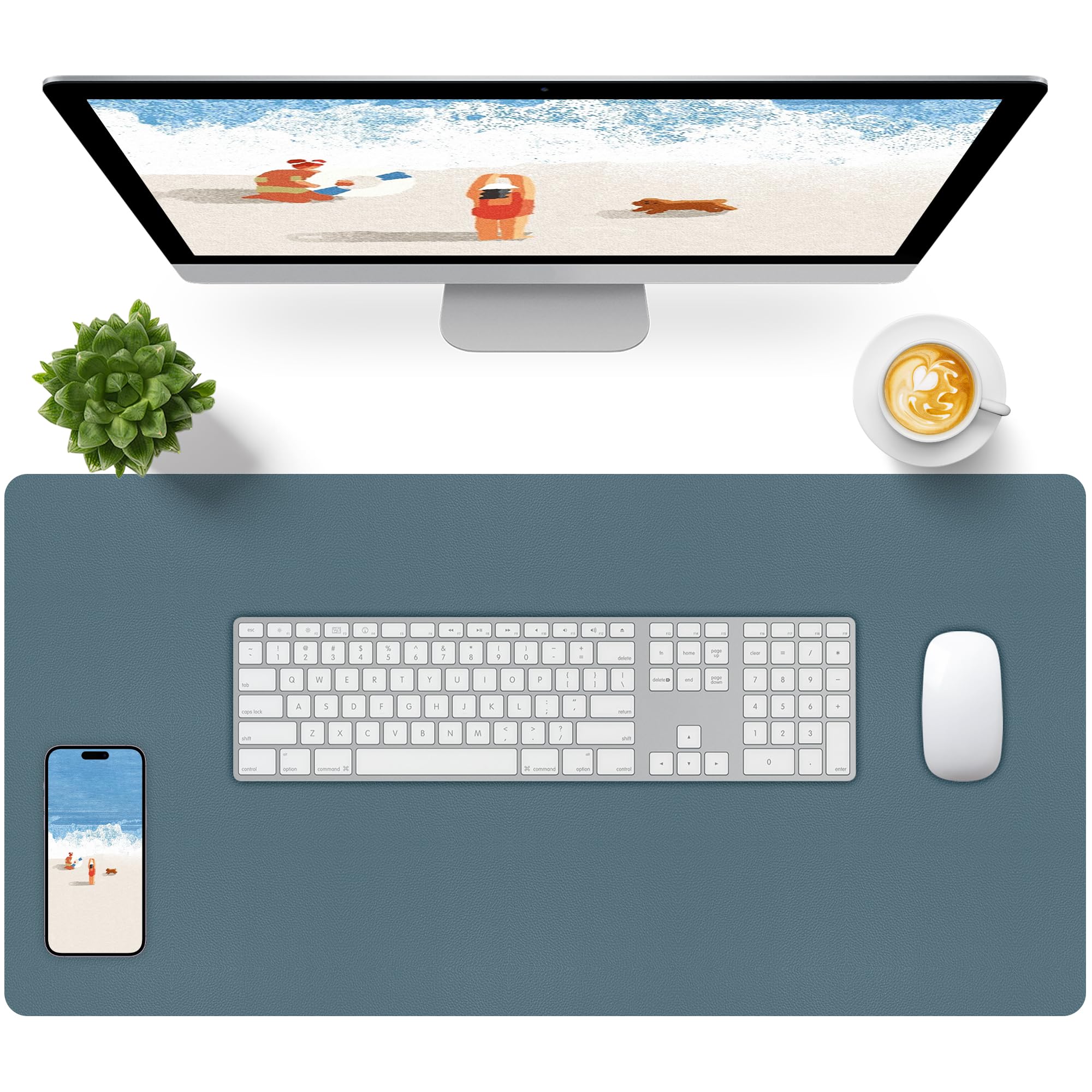 Bloss Light Blue Desk Mat 31.5x15.7, Desk Matt for Desktop, Waterproof Large Desk Mat, Computer Mat for Office/Home/Decor